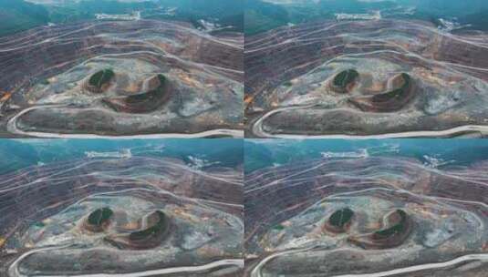 江西德兴露天铜矿采矿场航拍高清在线视频素材下载