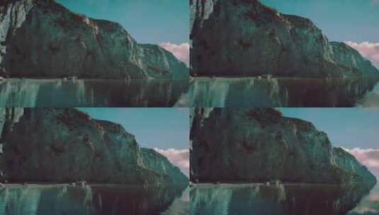 尼斯彩色巨大悬崖和大海的全景高清在线视频素材下载