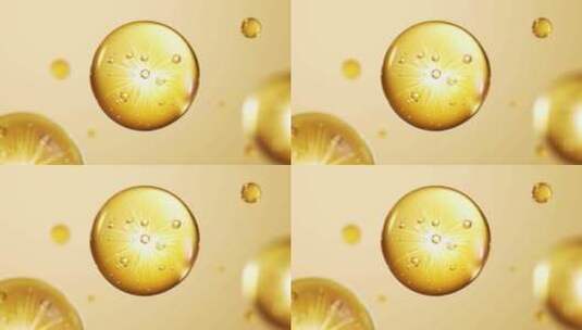 金色水珠细胞保湿精华因子吸收高清在线视频素材下载