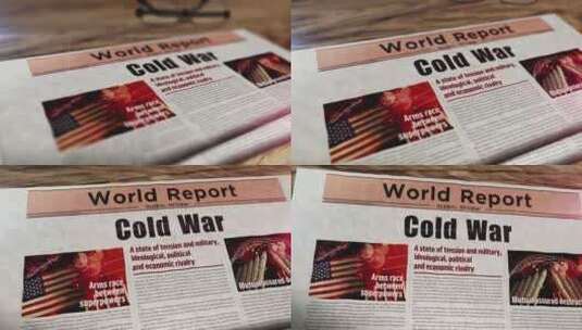 桌上的冷战军备竞赛报纸高清在线视频素材下载