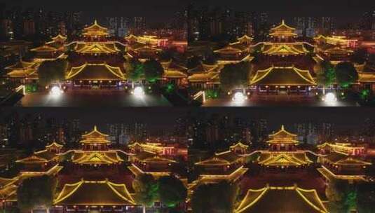 洛阳上阳宫文化园夜景航拍高清在线视频素材下载