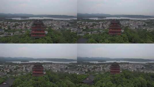 浙江杭州西湖城隍阁航拍高清在线视频素材下载
