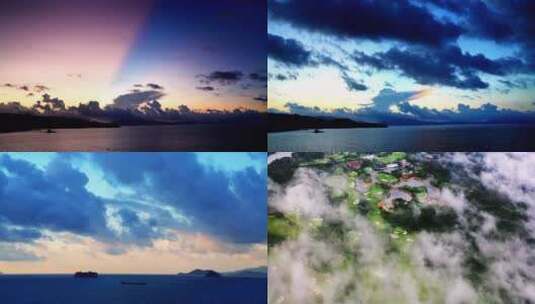 盐洲岛风光（晚霞及月光）高清在线视频素材下载