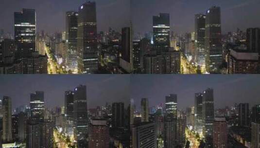 武汉夜景武汉西北湖CBD夜景航拍高清在线视频素材下载