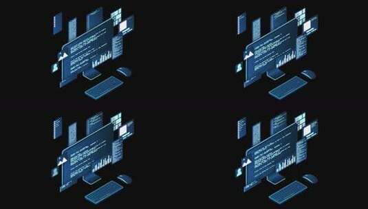 等距计算机技术动画。台式计算机平台。软件高清在线视频素材下载