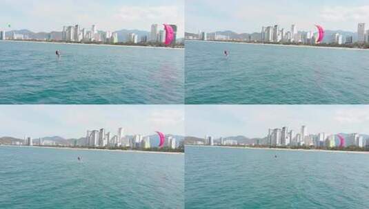 健康生活方式，人类飞行，风筝冲浪场所，运高清在线视频素材下载