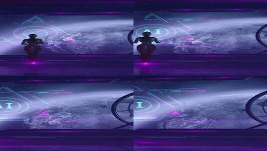 在太空飞行3D渲染中使用人工智能的科幻情高清在线视频素材下载