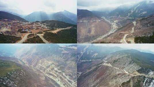 震撼高山大峡谷航拍 西藏川藏山脉高清在线视频素材下载