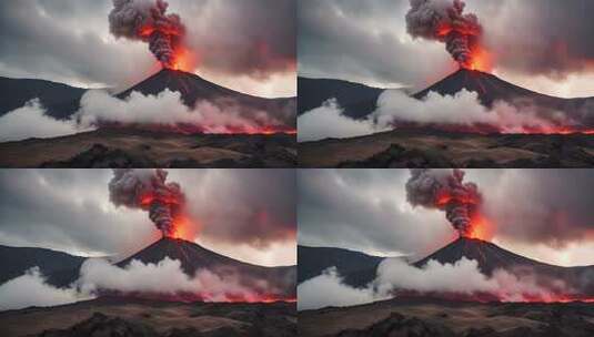 火山喷发自然景观高清在线视频素材下载