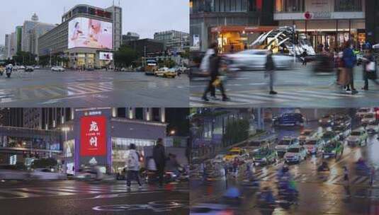 城市快节奏生活掠影慢门王家卫人流车流夜景高清在线视频素材下载