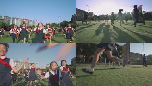 小学生奔跑 小学生 奔跑 校园奔跑 校园高清在线视频素材下载