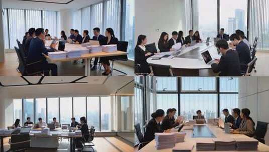 商务人士会议室开会场景高清在线视频素材下载