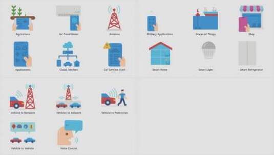 扁平化简约物联网现代平面动画图标AE模板高清AE视频素材下载