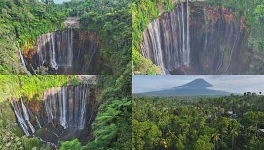 印尼泗水爪哇岛Sewu赛武瀑布航拍自然风光4K高清在线视频素材下载