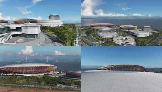 广州南沙大湾区文化体育中心航拍高清在线视频素材下载