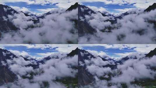 甲居藏寨云海高清在线视频素材下载