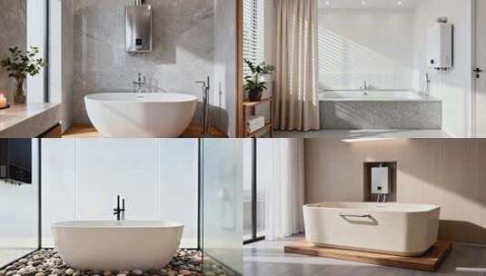 现代浴室设计展示 智能热水器安装效果高清在线视频素材下载