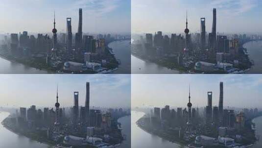 上海航拍陆家嘴城市地标日出高清在线视频素材下载
