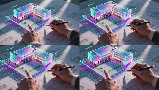 建筑师绘制3D建筑模型图高清在线视频素材下载