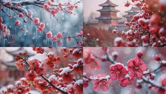 梅花雪景高清在线视频素材下载