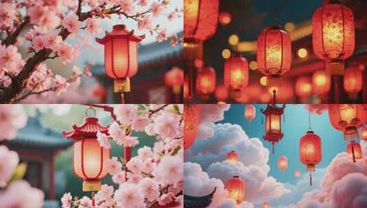 国风喜庆灯笼高清在线视频素材下载