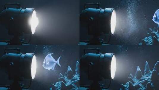 水下探照灯的启动高清在线视频素材下载