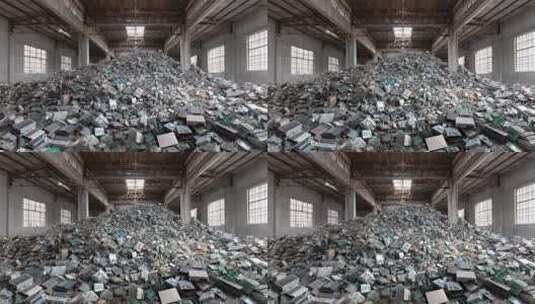 废弃电子产品堆积如山等待回收处理高清在线视频素材下载