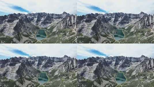 蓝天白云下莲宝叶则山谷中的扎尕尔错湖高清在线视频素材下载