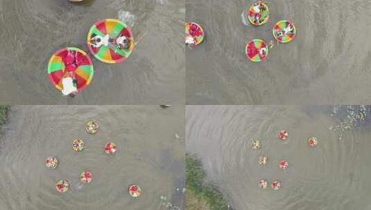 俯拍簸箕船高清在线视频素材下载