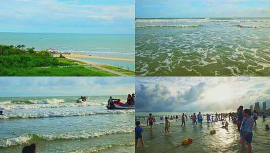 合集广西北海大海海边游玩海浪沙滩海滩高清在线视频素材下载