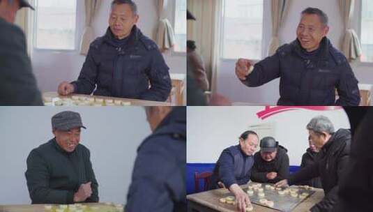 老人下象棋高清在线视频素材下载