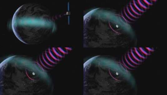 地球接收卫星信号的合成动画高清在线视频素材下载