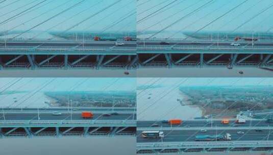 闵浦大桥航拍风光高清在线视频素材下载