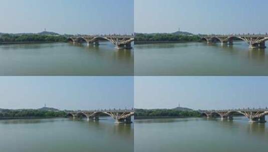 东莞航拍东江南支流石碣大桥下降高清在线视频素材下载