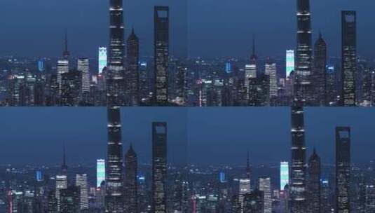 4K夜景航拍全景陆家嘴城市风光02高清在线视频素材下载
