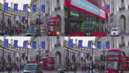 巴士穿过伦敦皮卡迪利广场高清在线视频素材下载