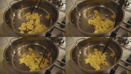 打鸡蛋搅鸡蛋炒鸡蛋碎高清在线视频素材下载