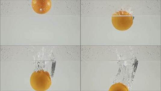 橙子入水瞬间高速摄影高清在线视频素材下载
