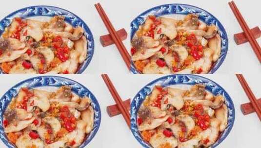 剁椒鱼片家常菜品美食4k镜头平移高清在线视频素材下载
