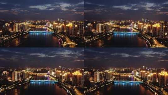 航拍福建福州城市夜景移动延时高清在线视频素材下载