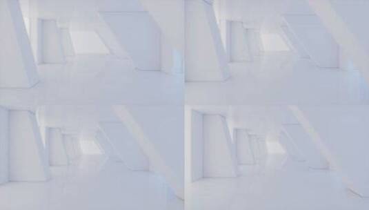 白色室内未来感隧道3D渲染高清在线视频素材下载