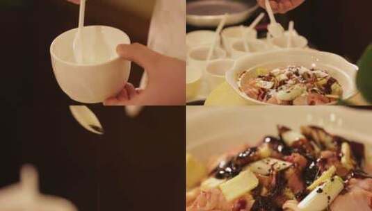 【镜头合集】葱姜水料酒调料腌制鸡肉去腥高清在线视频素材下载