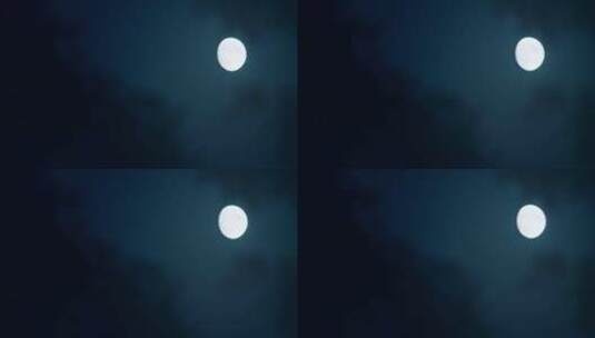 夜晚挂在天上的一轮圆月高清在线视频素材下载