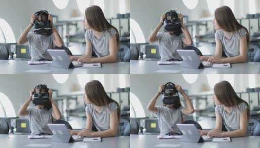 带虚拟眼镜的女孩高清在线视频素材下载