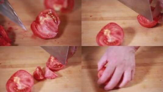 【镜头合集】大厨切番茄高清在线视频素材下载