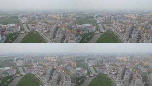上海浦东新区临港小区建设4K航拍高清在线视频素材下载