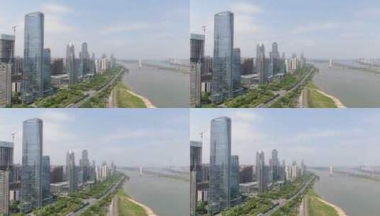 航拍江西南昌城市CBD商务建筑高清在线视频素材下载