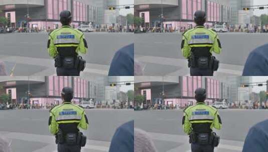 城市街头交通警察高清在线视频素材下载
