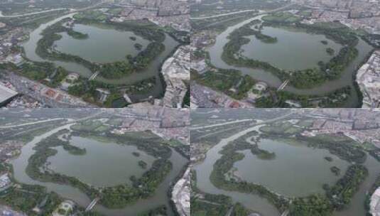 2022广州海珠湖航拍俯瞰公园高清在线视频素材下载