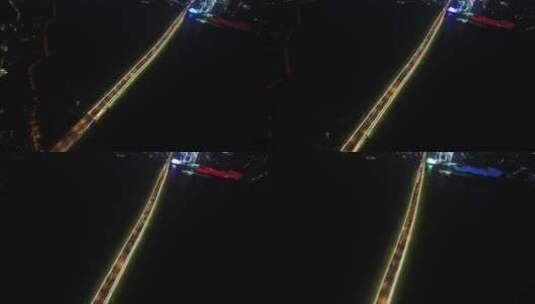 武汉市汉街航拍沙湖大桥夜景俯视汉秀709高清在线视频素材下载